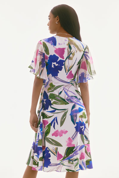 Joseph Ribkoff Silky Knit And Chiffon Floral Wrap Dress