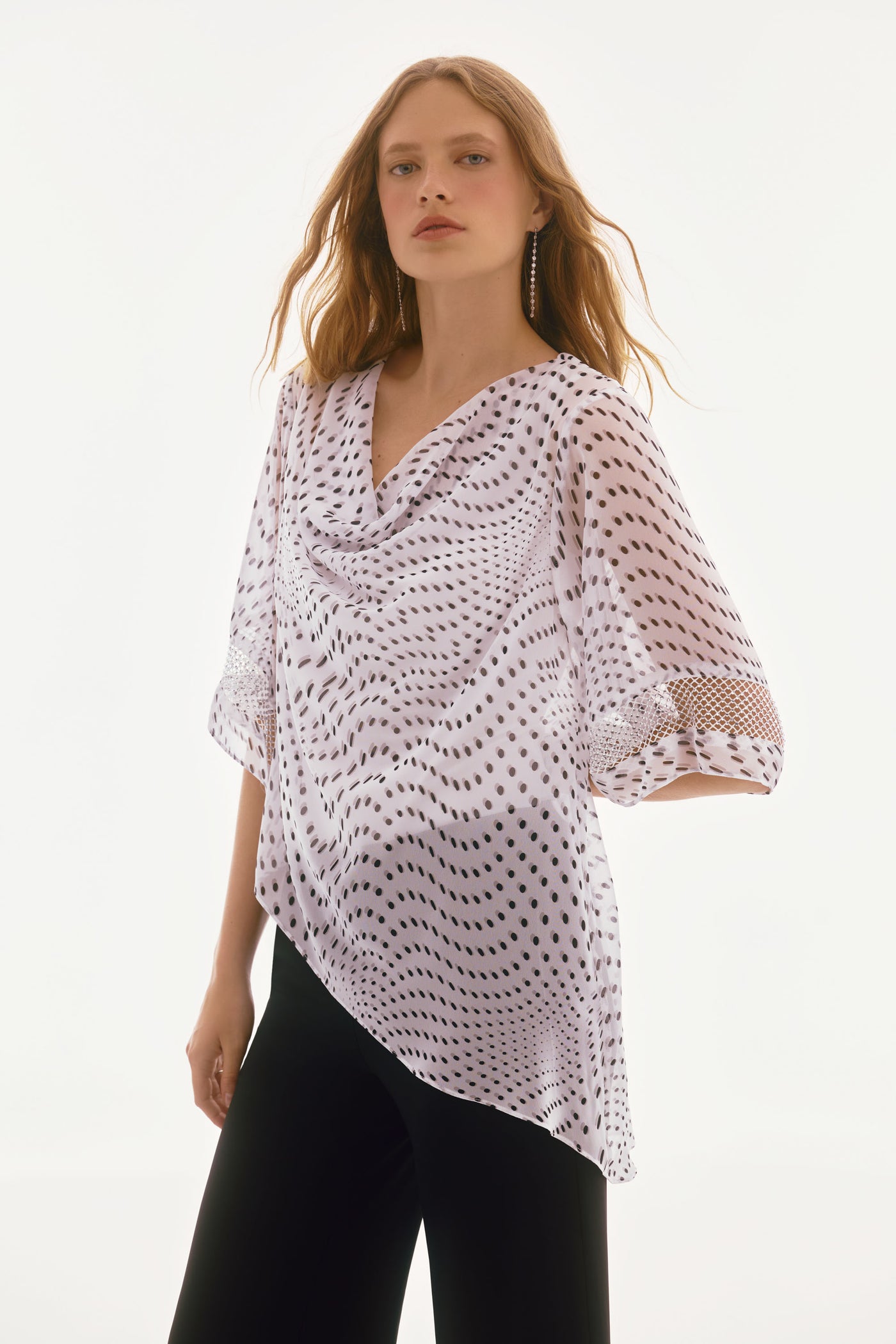 Joseph Ribkoff Chiffon Dot Print Layered Top