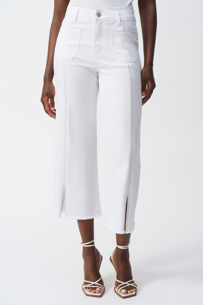 Joseph Ribkoff White Culotte Jeans With Embellished Front Seam