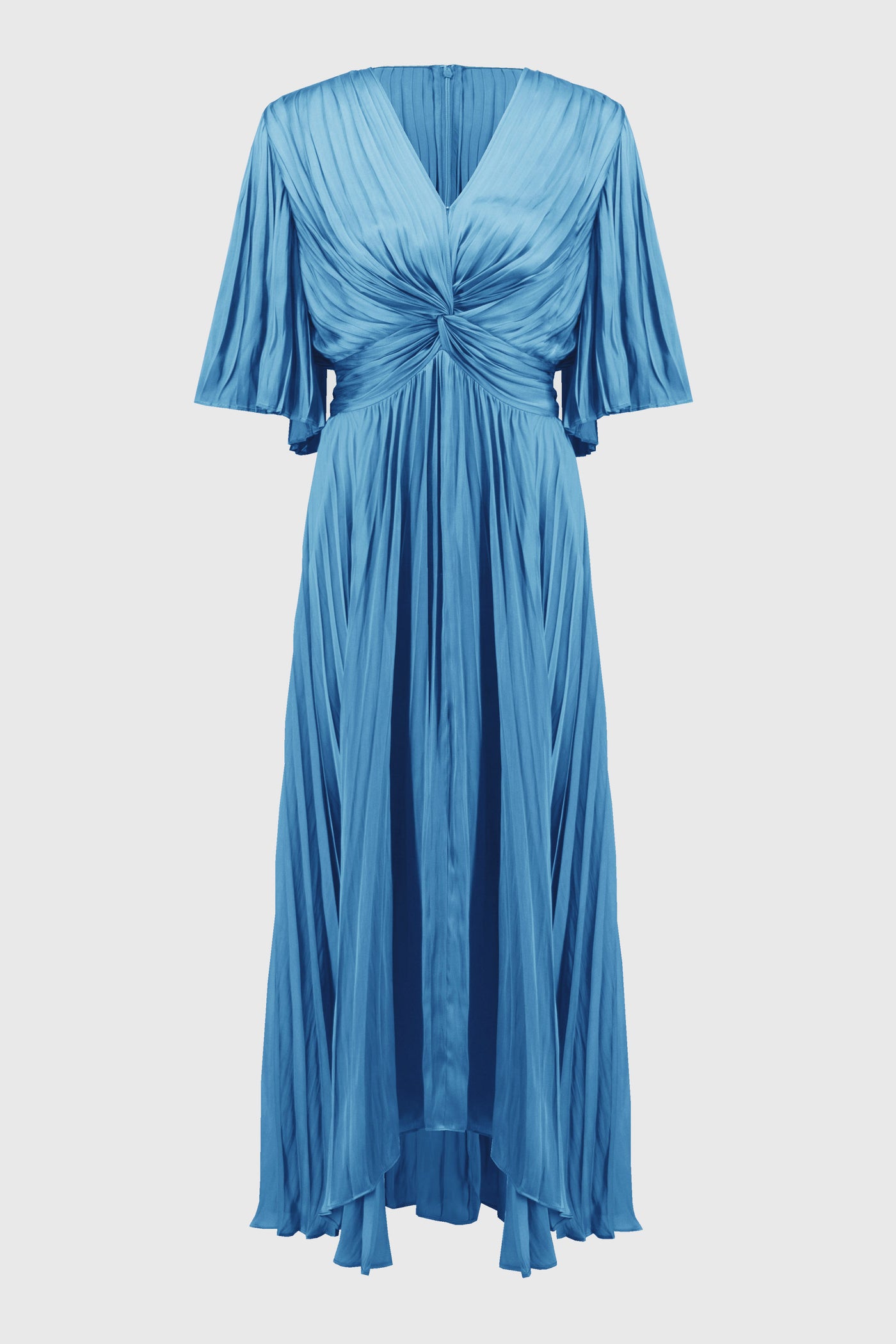 Joseph Ribkoff Coastal Blue Pleated Satin Midi Dress