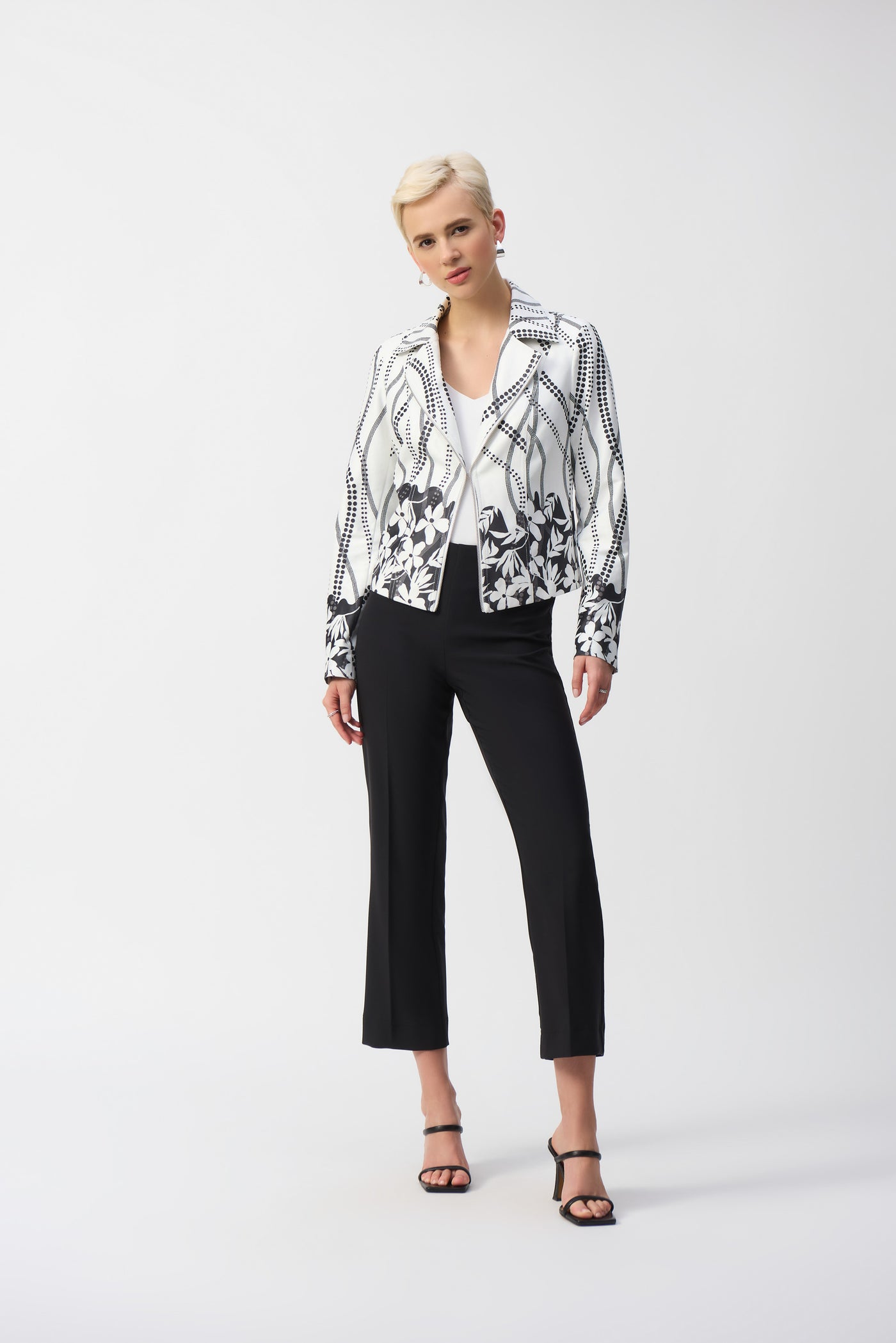 Joseph Ribkoff Vanilla & Black Faux Jacket