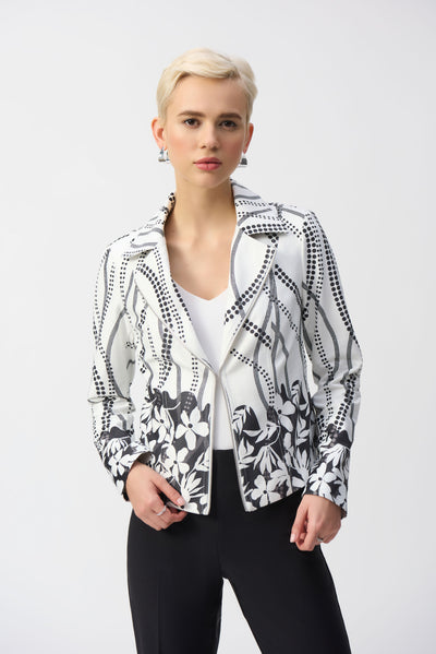 Joseph Ribkoff Vanilla & Black Faux Jacket