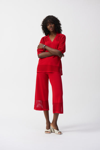 Joseph Ribkoff Radiant Red Culotte with Mesh Detail