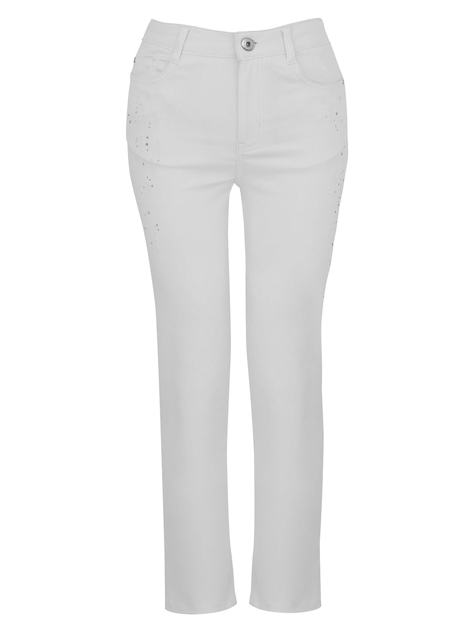 White Jeans with Diamond Detail