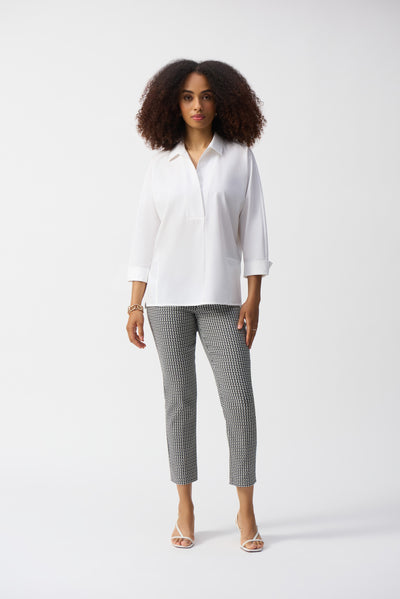 Joseph Ribkoff Vanilla Boxy Shirt Top With Overlapping V-Neck