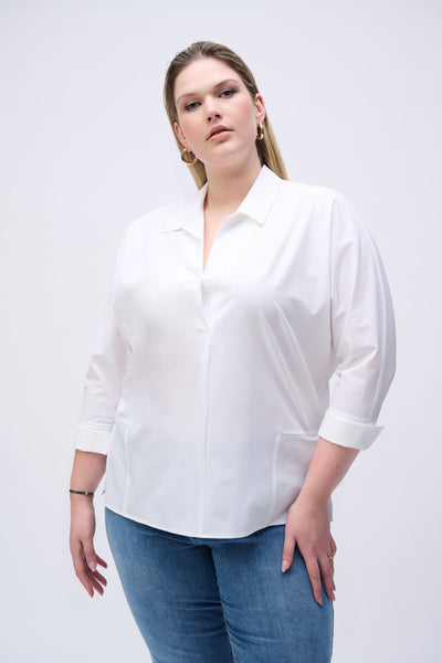 Joseph Ribkoff Vanilla Boxy Shirt Top With Overlapping V-Neck