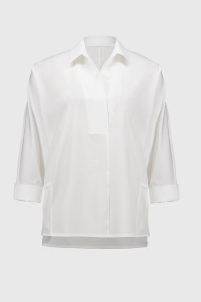 Joseph Ribkoff Vanilla Boxy Shirt Top With Overlapping V-Neck