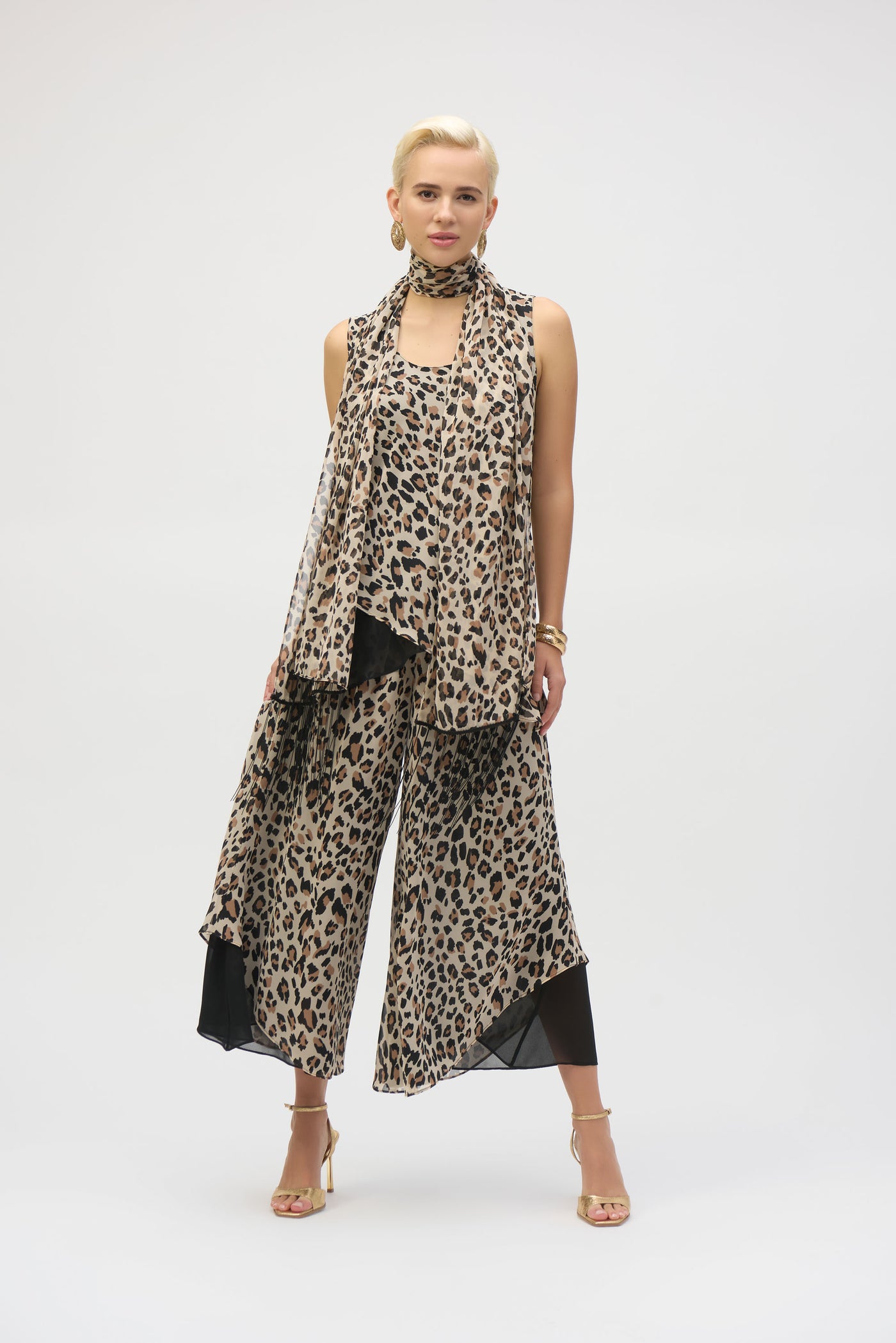 Joseph Ribkoff Chiffon Animal Print Reversible A-Line Top