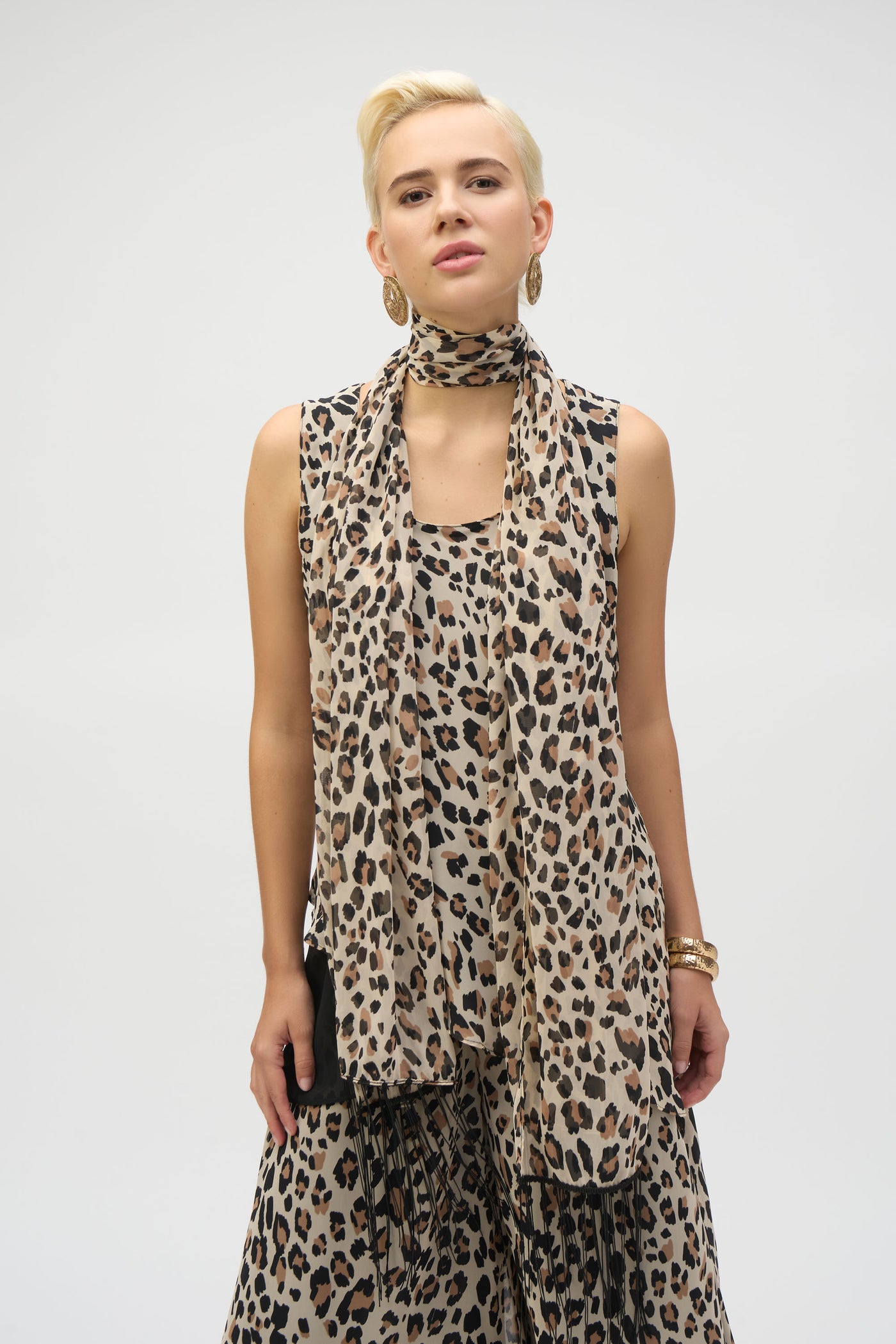 Joseph Ribkoff Chiffon Animal Print Reversible A-Line Top