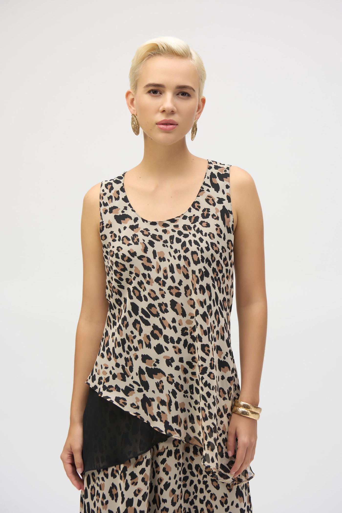 Joseph Ribkoff Chiffon Animal Print Reversible A-Line Top