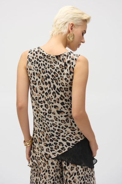 Joseph Ribkoff Chiffon Animal Print Reversible A-Line Top