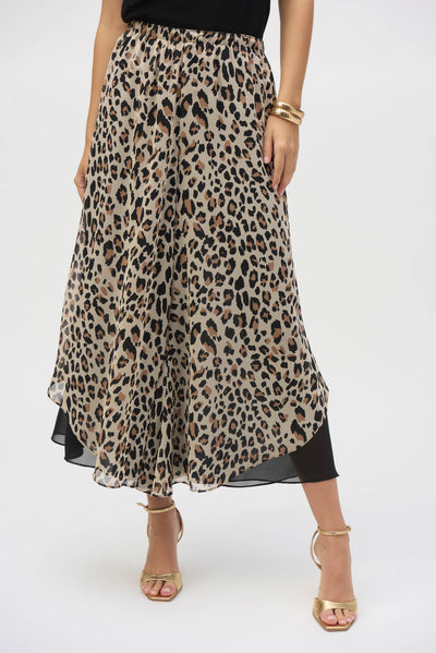 Joseph Ribkoff Chiffon Animal Print Reversible Culotte Pants