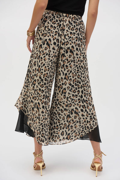 Joseph Ribkoff Chiffon Animal Print Reversible Culotte Pants