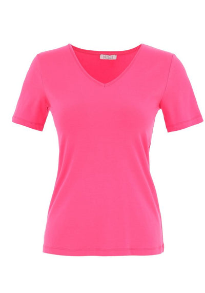 Basic Fuchsia V-Neck T-Shirt