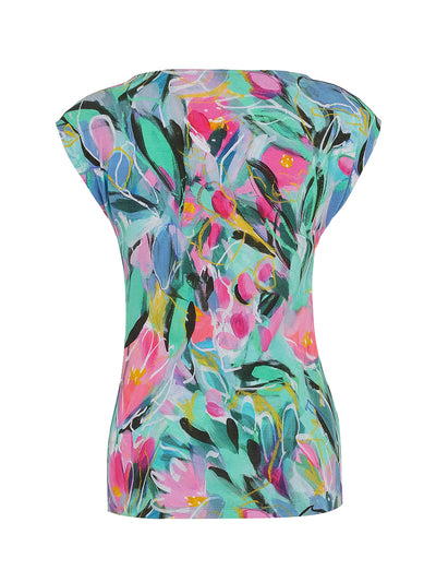 Abstract Print T-Shirt With Scooped Neckline