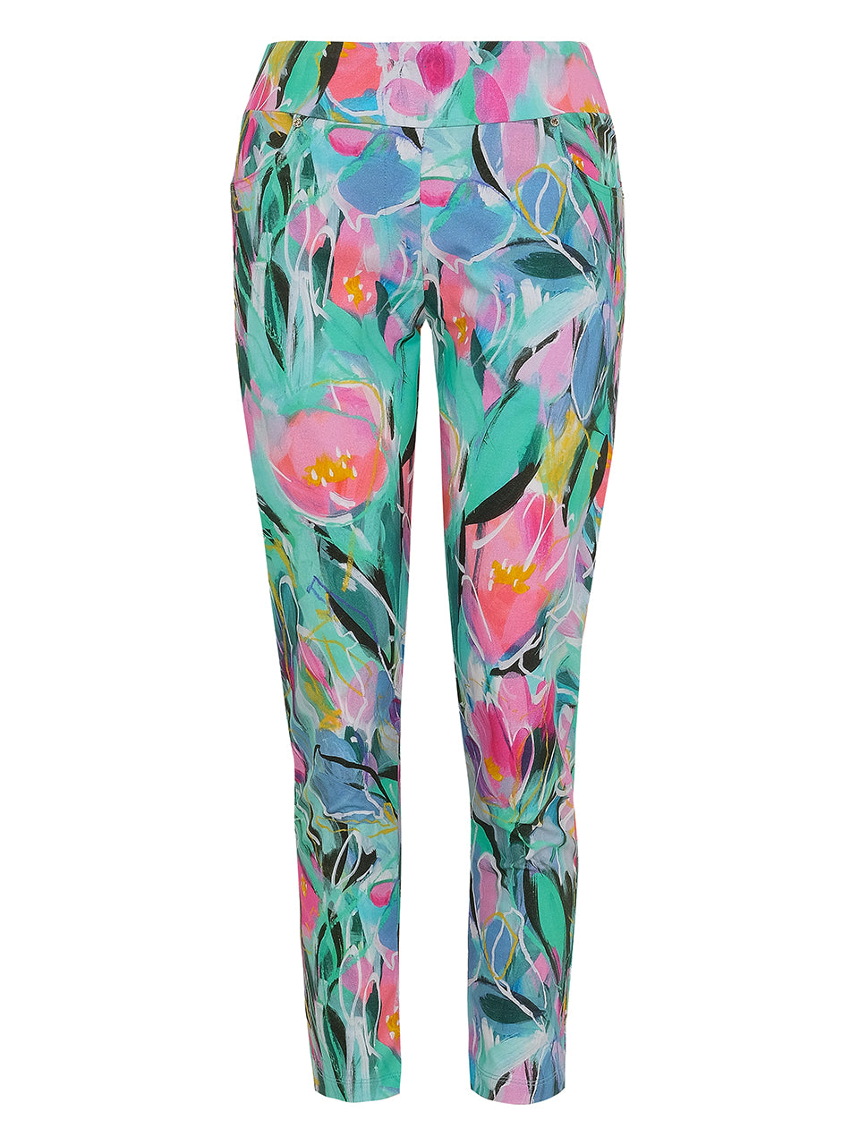 Abstract Print Trousers With Elasticated Waist