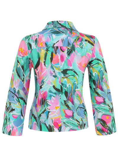 Abstract Print Jacket With Button Close