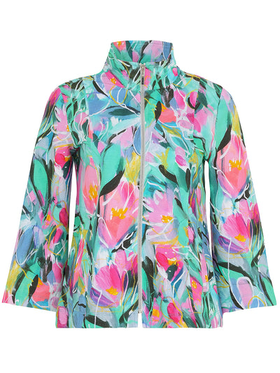 Abstract Print Zip Up Jacket