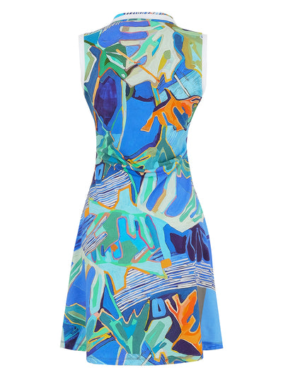 Multicoloured Sleeveless Dress With Half Zip