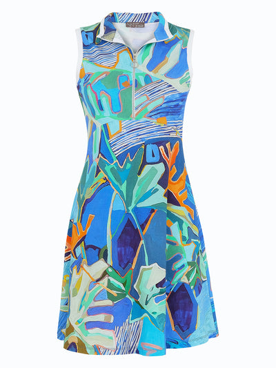 Multicoloured Sleeveless Dress With Half Zip