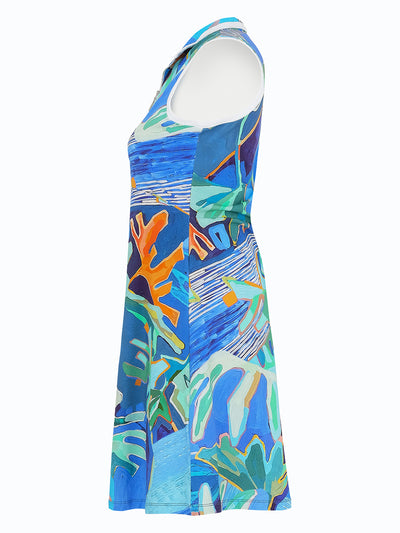 Multicoloured Sleeveless Dress With Half Zip