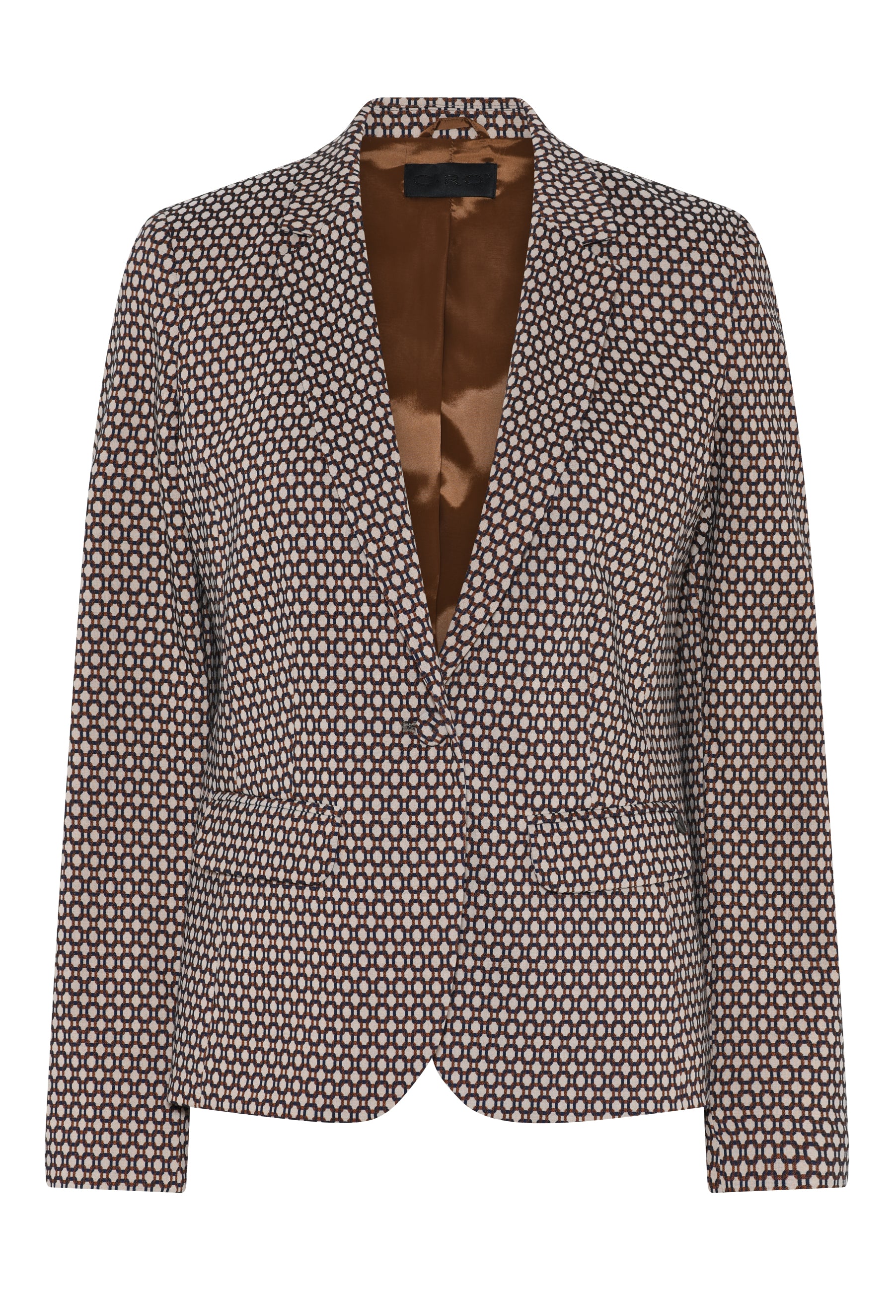 Ditte Fitted Blazer with Chain Pattern and Button Front – La Creme Boutique