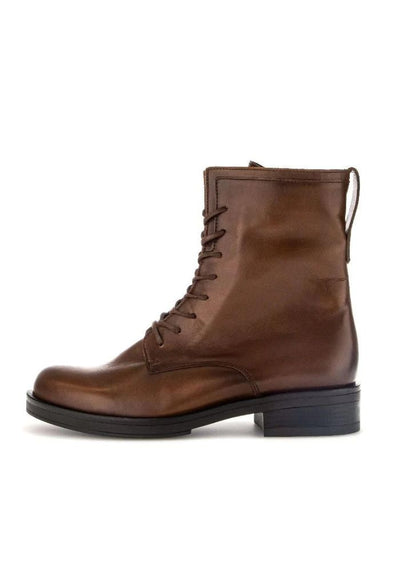 Brown Two Toned Leather Boot with Side Zip and Laces