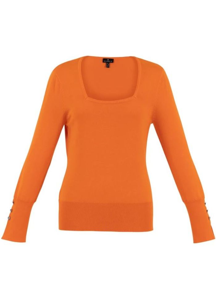 Orange Square Neck Sweater