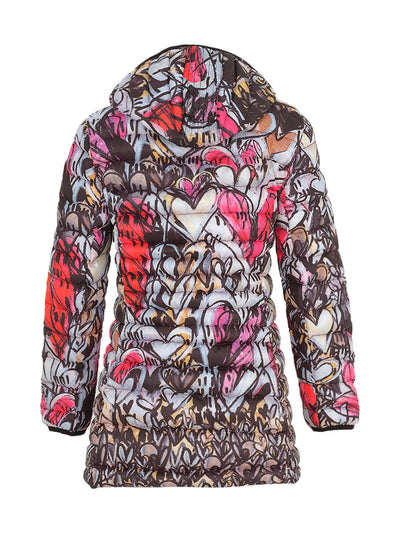 Watermelon Heart Print Quilted Puffer Coat