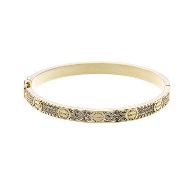 Gold Plated Bangle with Diamonte Detail