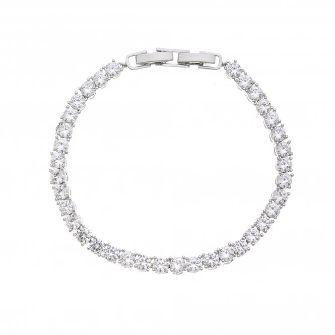 Rhodium Plated Tennis Style Bracelet