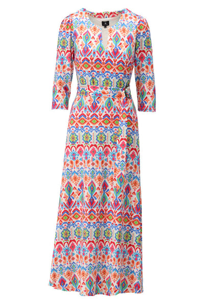 Retro Print Maxi Dress With Belt