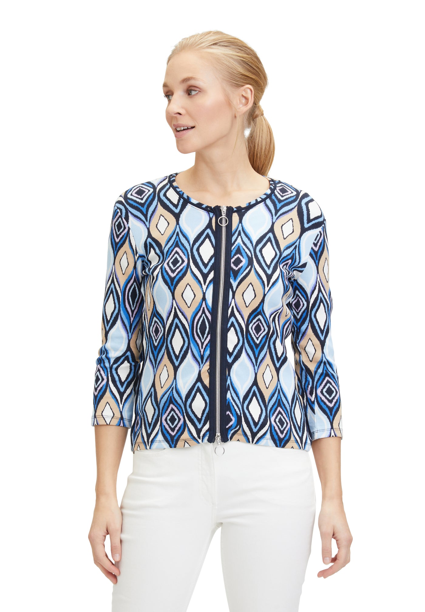 Blue & Beige Aztec Zip up Jacket