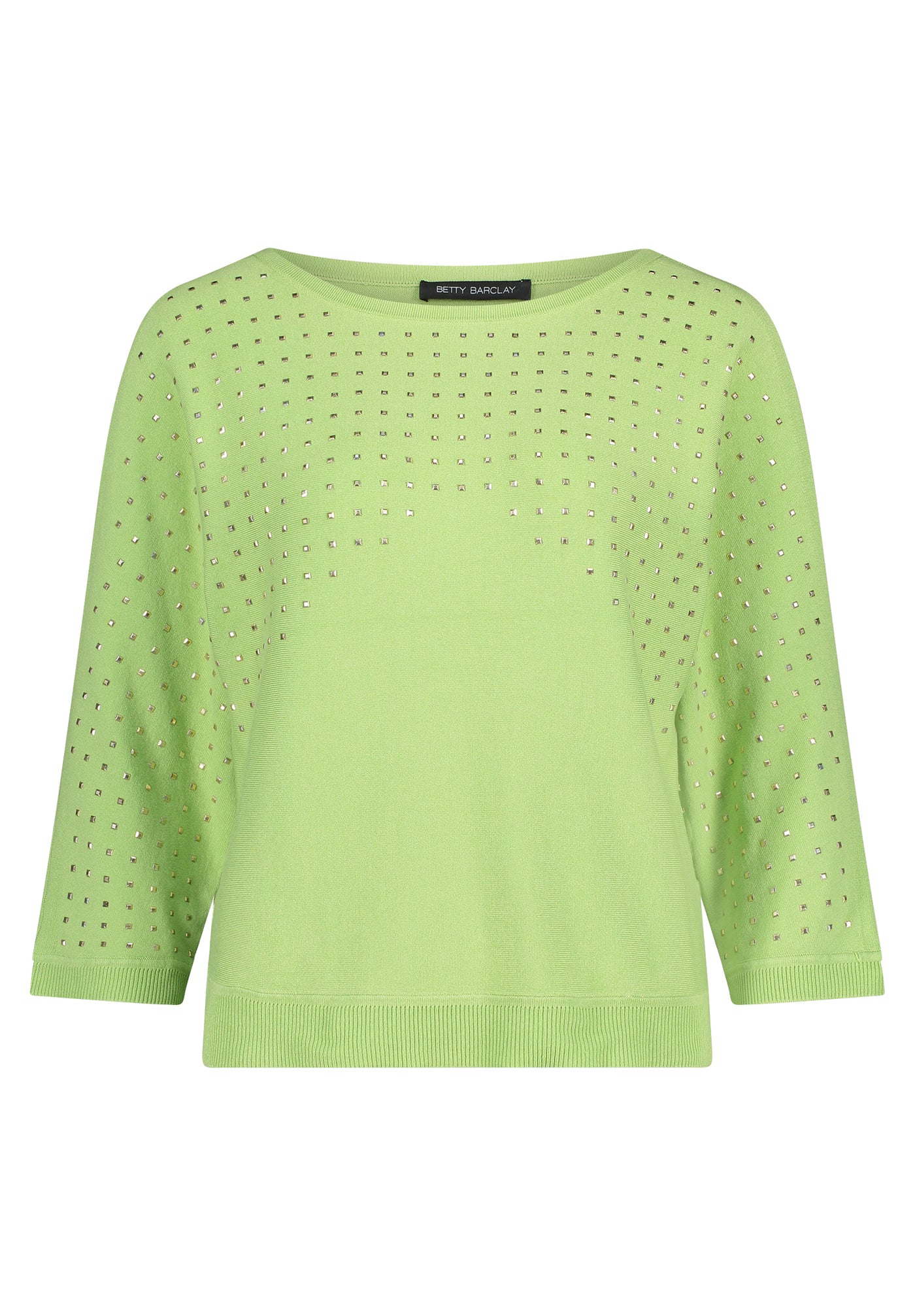 Green Jumper with Gold Embelishment and Cold Shoulder Effect