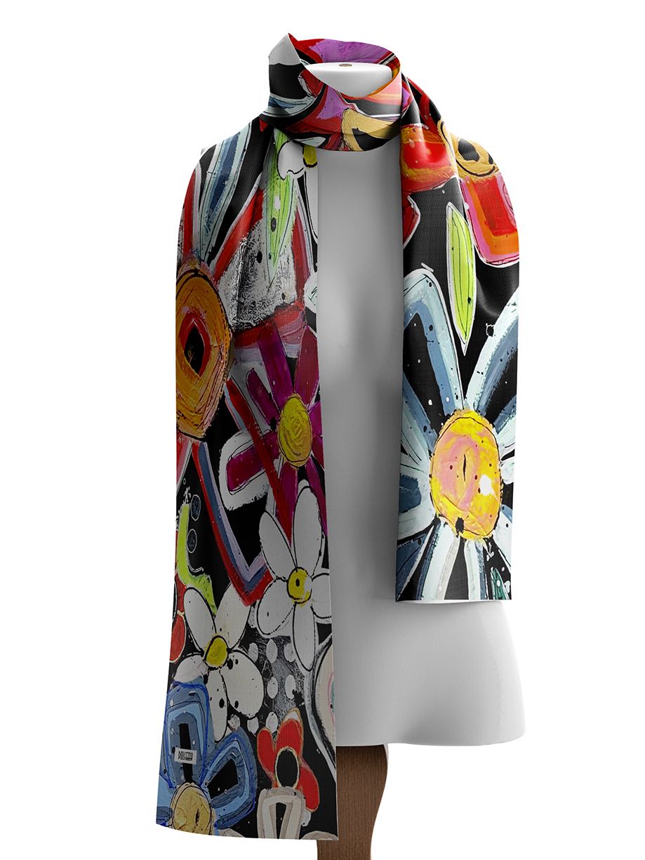 Daisy Print Lightweight Rectangular Scarf