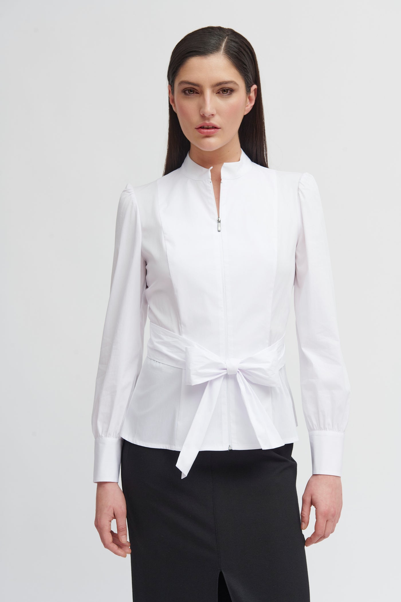 White Shirt With Zip Close and Tie String