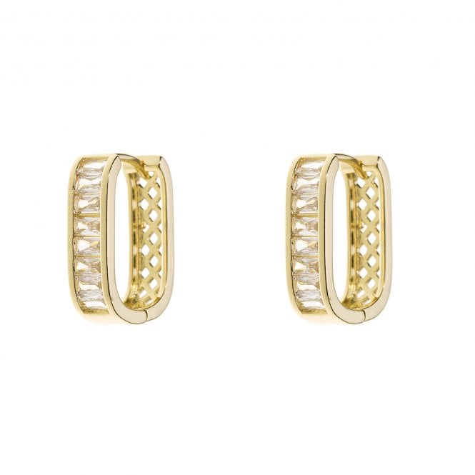 Gold Plated Baguette Style Diamonte Detail Earring