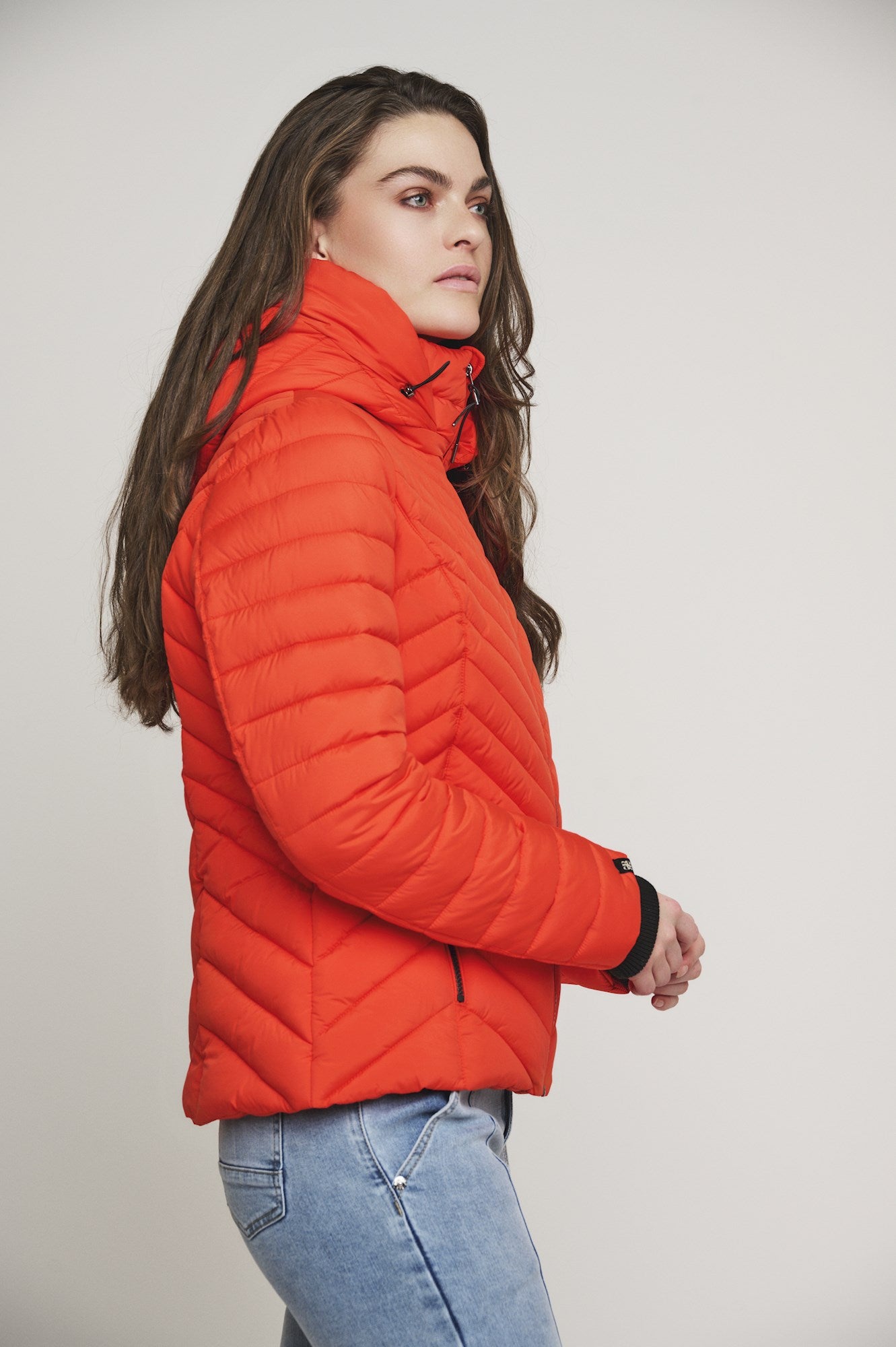 Orange Padded Jacket with Detachable Hood