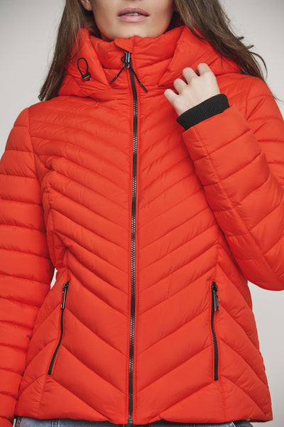 Orange Padded Jacket with Detachable Hood