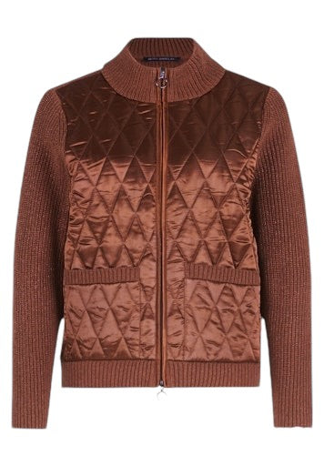 Metallic Brown Knit Jacket with Front Pockets