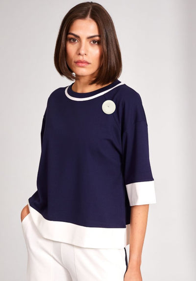 Navy & Cream Two Toned Top