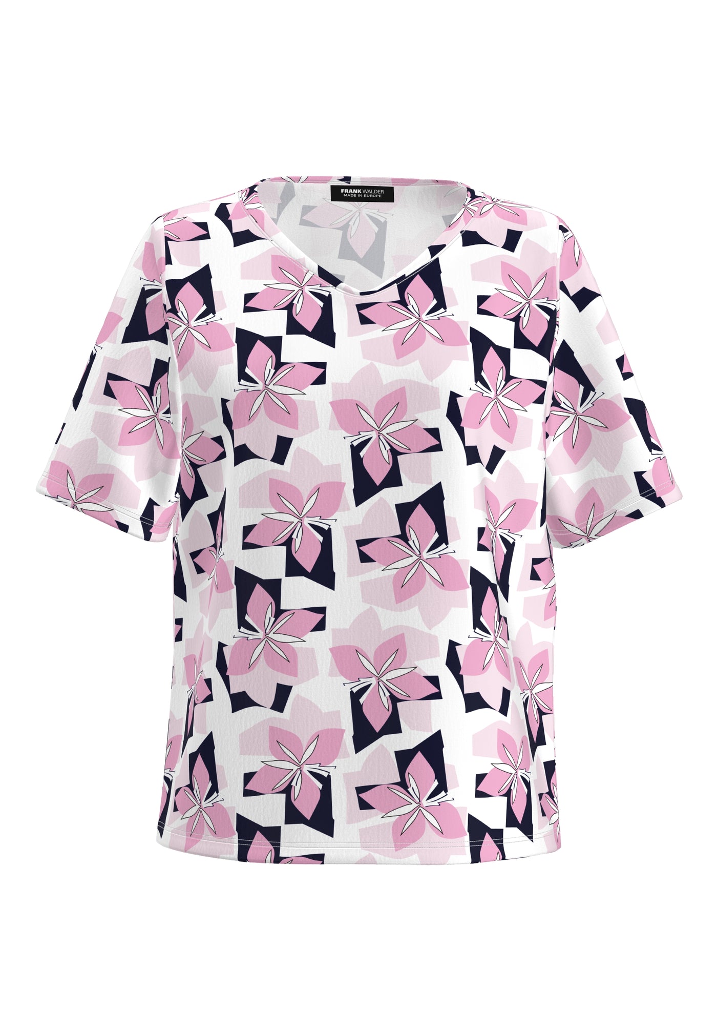 Round-Neck Flower Print T-Shirt