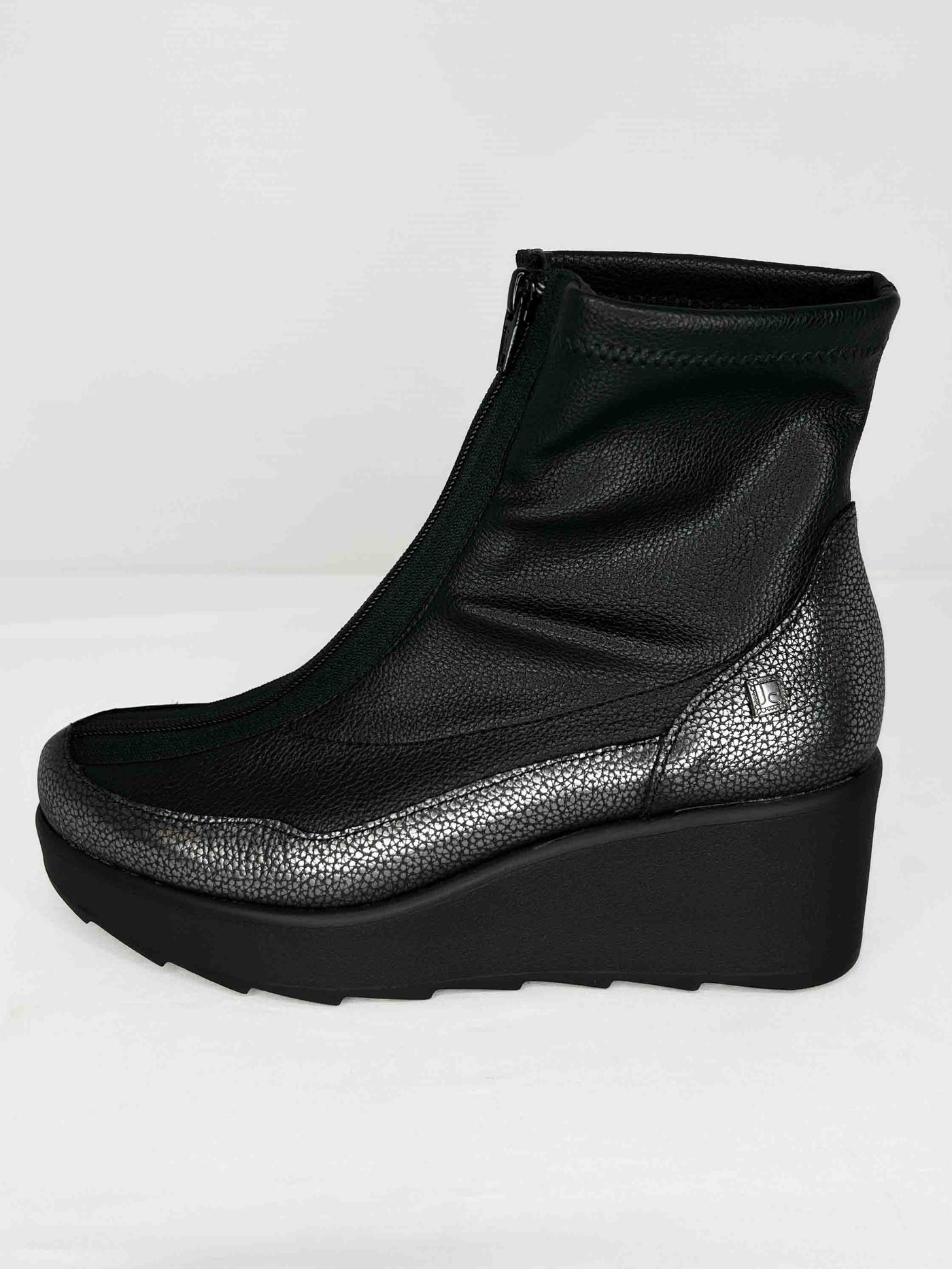 Black Wedge Boot With Zip