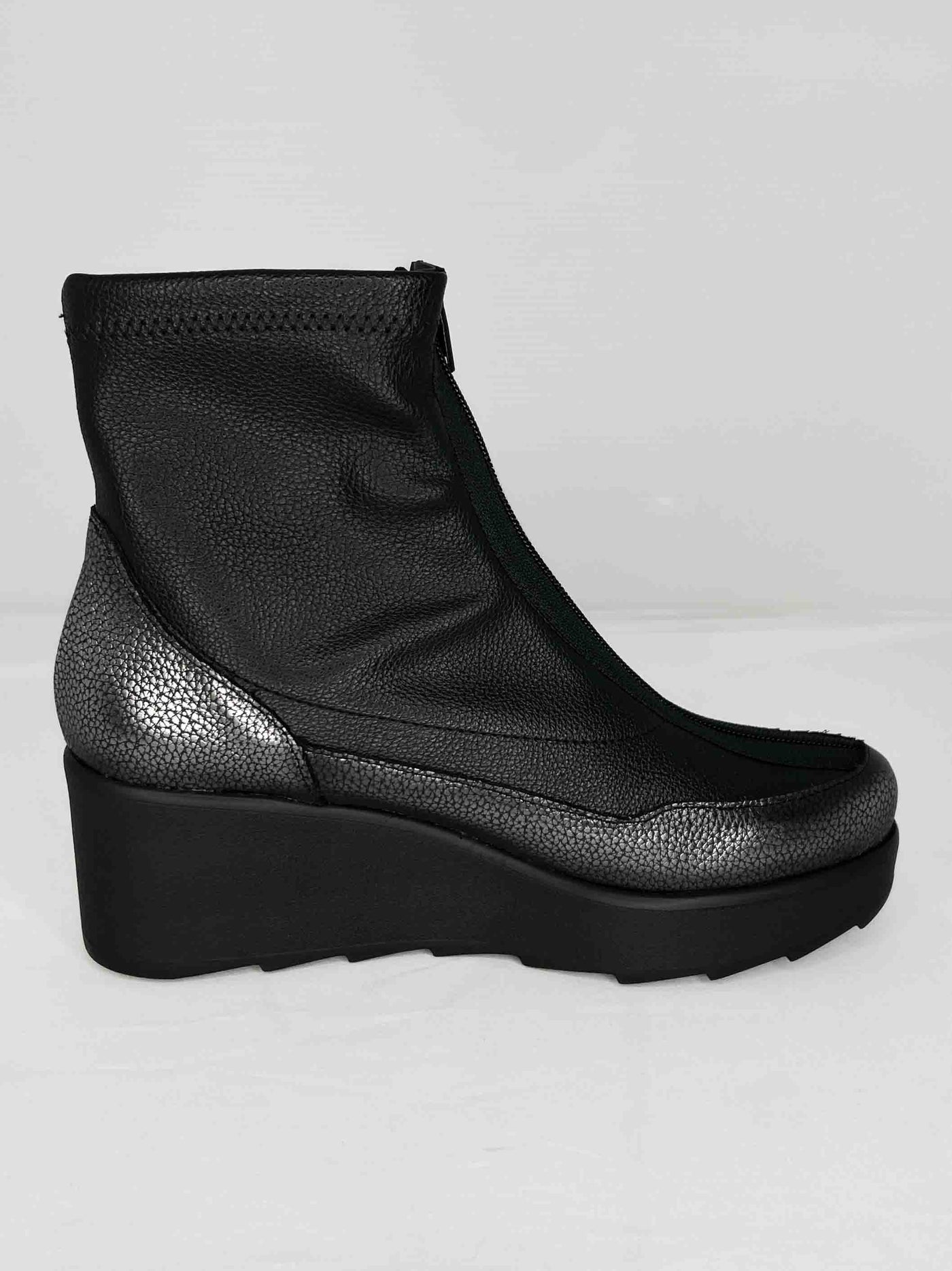 Black Wedge Boot With Zip