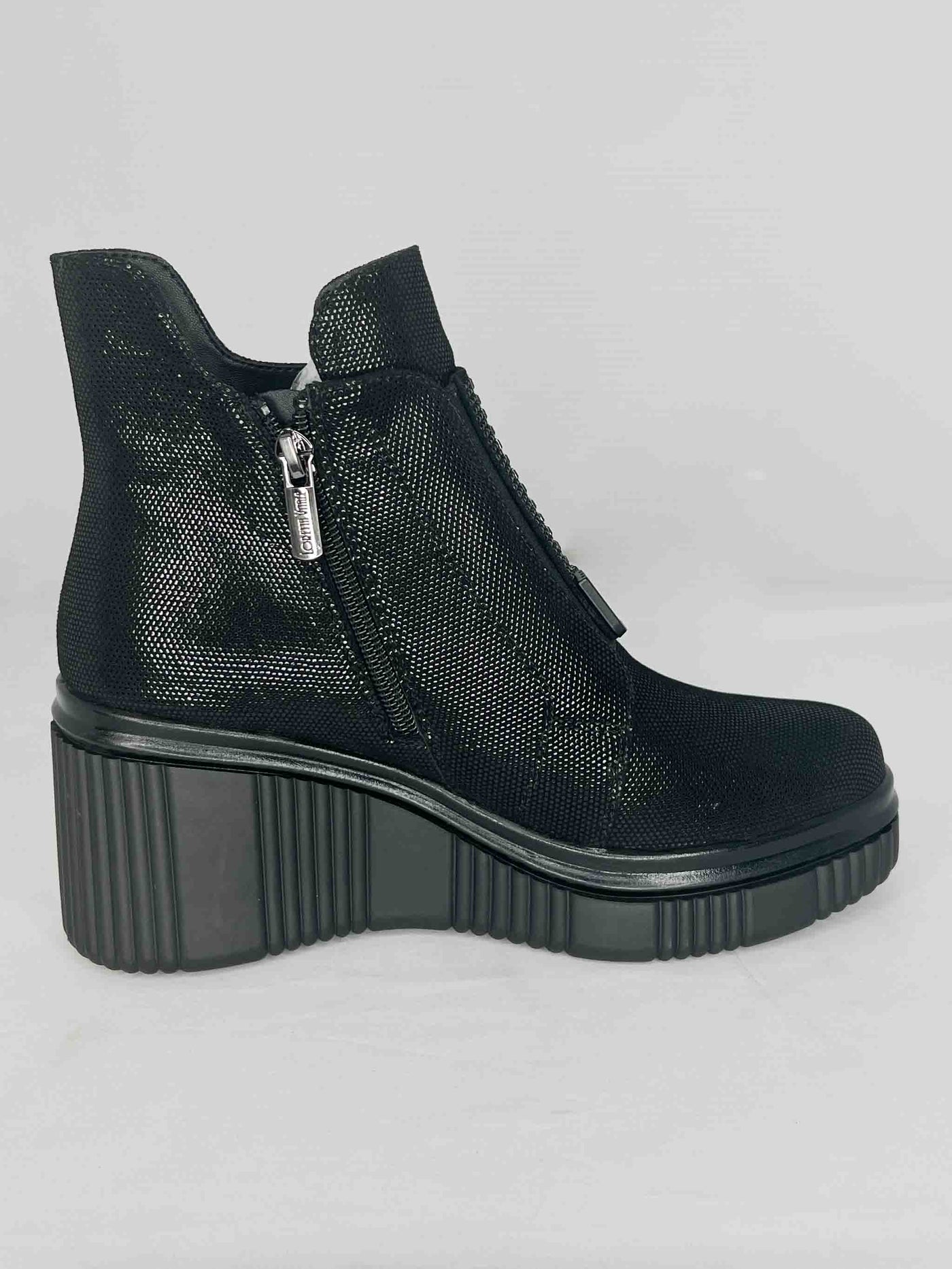 Black Platform Glitter Suede Boot