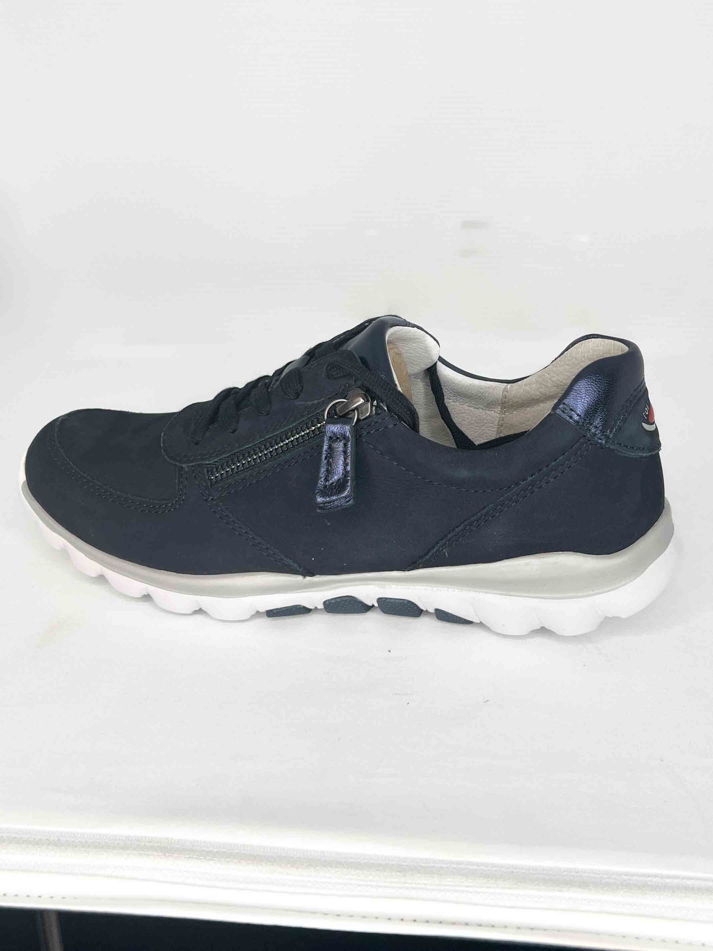 Navy Suede Feel Runner with Side Zips