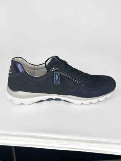 Navy Suede Feel Runner with Side Zips