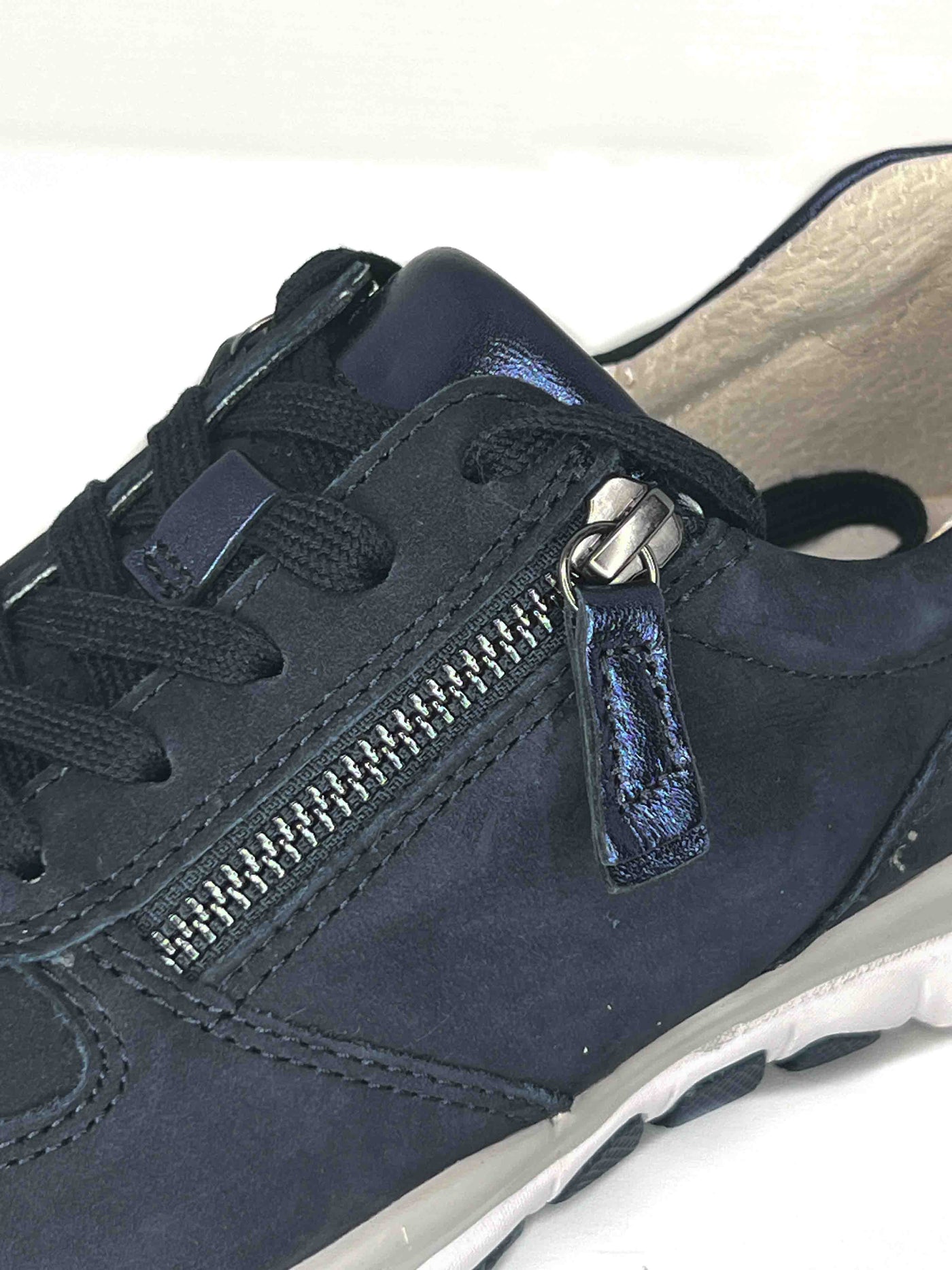 Navy Suede Feel Runner with Side Zips