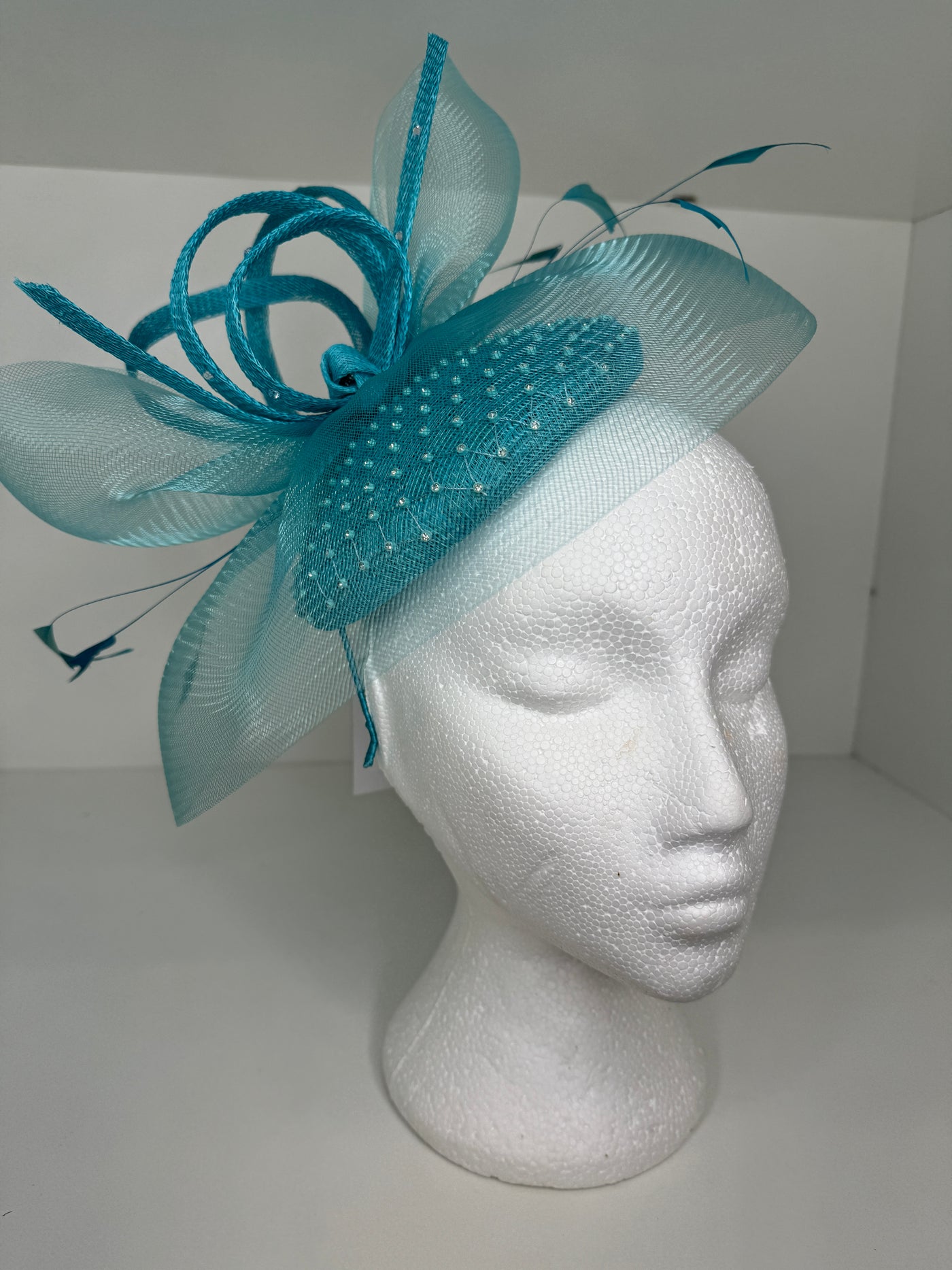 Turquoise Fascinator Diamonte Detail