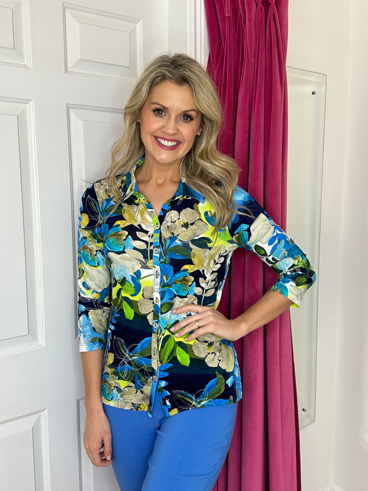 Multiprint Blouse with 3/4 sleeves